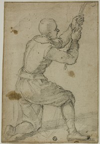 Man on Bended Knee, Pulling on Rope by Bernardino Poccetti