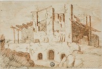 Ruins with Farm Shed by Unknown artist