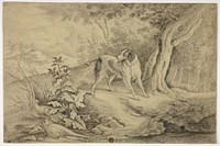 Hunting Dog in Woods by James Barenger, the younger