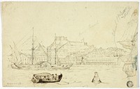 Seaport with Fortress by William John Huggins