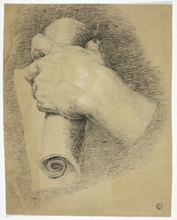 Hand Holding Roll of Papers by Charles Lucy