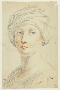 Portrait Bust of Young Woman in Turban by David Allan