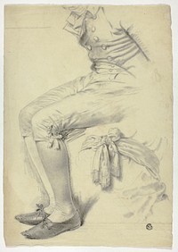 Seated Figure and Sketch of Sash Tied Around Torso by John Downman