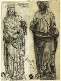 Two Studies of Medieval Sculpture by Dante Gabriel Rossetti