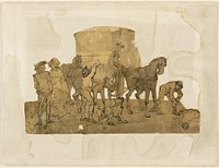 Carriage Horses and Hostlers by Thomas Rowlandson