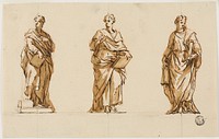 Three Studies for Statue of John Locke by John Michael Rysbrack