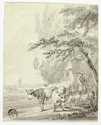 Man Herding Cows and Sheep by Nicolaes Berchem