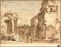 Roman Ruins by Circle of Bartholomeus Breenbergh