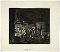 Wine Cellar with Men Playing Cards by Gerard Dou