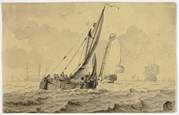 Boats in Full Sail by Cornelis Ouboter van der Grient