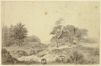 Cottage on Hill by Hendrik Pieter Koekkoek