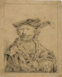 Rembrandt with a Plumed Hat by Rembrandt van Rijn