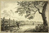 Figures with Baskets on Road by Style of Jacob van Ruisdael