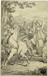 Classical Scene with Young Couple in Chariot by Jacobus Smies