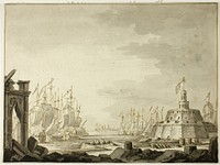 Malta, Harbor of Valletta by Abraham Storck