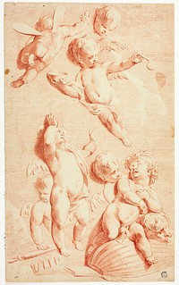 Seven Putti at Play with Symbols of Vanity by Circle of Adriaen van der Werff