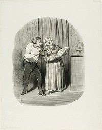 Disadvantage of Marrying a Woman with a So-Called Artistic Talent, plate 77 from Les Bons Bourgeois by Honoré-Victorin Daumier