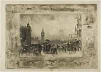 Westminster Clock Tower by Félix Hilaire Buhot