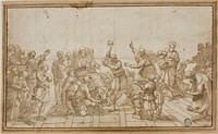 The Sacrifice at Lystra by School of Charles Le Brun