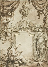 Design for Title page: Clio Taking Dictation from Minerva by Gerard de Lairesse