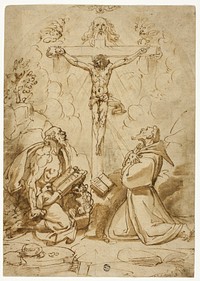 Saints Jerome and Francis of Assisi Adoring the Trinity by Bartolomeo Passarotti