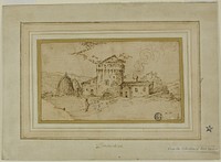 Farm with Tower and Haystacks by Domenichino