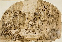 Bishop Blessing a Kneeling Man OR Meeting of Emperor Theodosius and Bishop Ambrose by Luigi Benfatto