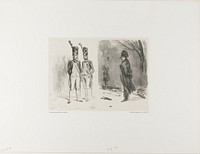 Sheet with Sketch (Grenadier of the Guard, Napoleon in a Bivouac) by Denis Auguste Marie Raffet