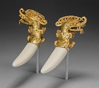 Double Pendant in the Form of a Mythical Saurian with Tusks by Coclé