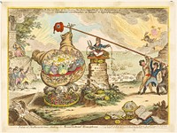 Political Mathematician's, Shaking the Broad Bottom'd Hemispheres by James Gillray