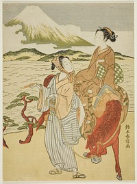 Pausing to admire Mt. Fuji (parody of Ariwara no Narihira's journey to the east) by Suzuki Harunobu