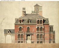 Eliphalet W. Blatchford House, Chicago, Illinois, LaSalle Street Elevation and Partial Section by Peter Bonnett Wight (Architect)