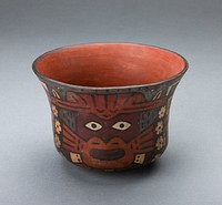 Cup Depicting a Ritual Perfomer Wearing a Feline Mask by Nazca