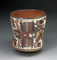 Bowl Depicting Abstract Being with Bird Attributes and Human Legs by Nazca