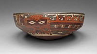 One of a Pair of Matched Bowls Depicting Costumed Ritual Performers by Nazca