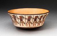 Bowl Depicting Row of Figures Holding Staffs by Nazca