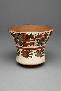 Open-Neck Cup Depicting Abstract Figures and Decapitated Heads by Nazca