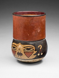 Beaker in the Form of a Trophy Head with Bound Lips by Nazca