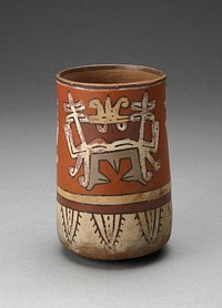 Beaker Depicting Highly Abstracted Face or Mask by Nazca