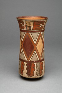 Beaker with Diamond-Shaped Geometric Pattern and Abstract Motifs by Nazca