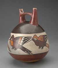 Double Spout Vessel Depicting Hummingbirds by Nazca