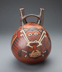 Vessel Depicting a Winged Figure Holding a Decapitated Head by Nazca