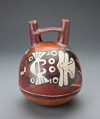 Vessel Depicting a Costumed Ritual Performer Wearing a Feline Mask by Nazca