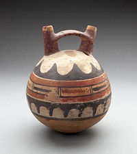 Double Spout Vessel Depicting Rows of Abstract Motifs by Nazca