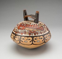 Vessel with Women's Faces and Masked Beings by Nazca