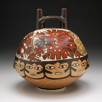 Vessel with Women's Faces and Masked Beings by Nazca