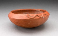 Redware Bowl with Molded Snake-like Form on Rim by Inca
