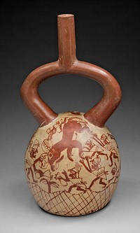 Stirrup Spout Vessel with Fineline Deer Hunt Motif by Moche