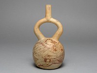Stirrup Spout Vessel Depicting Costumed Runners by Moche