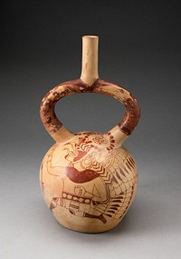 Stirrup Spout Vessel with Fineline Image of a Running Royal Messenger by Moche